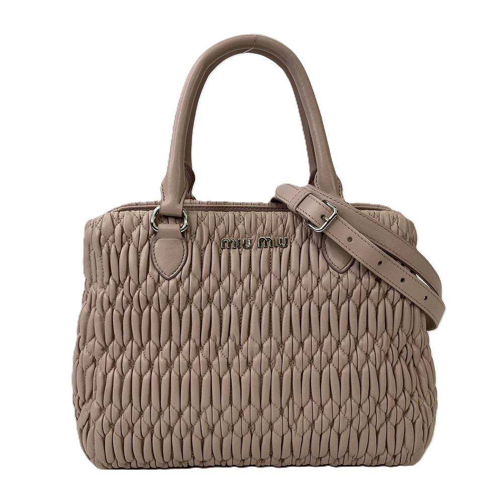 Miu Miu Matelasse Nappa Crystal Chain Handbag Leather Pink